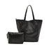 Black Classic Large PU Leather Tote Bag with Inner Pouch - Elegant and Functional