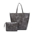 Grey Classic Large PU Leather Tote Bag with Inner Pouch - Elegant and Functional