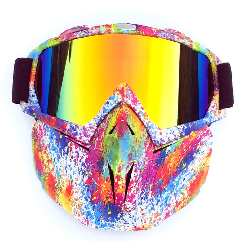 Small Flower Frame Faux Red Flake Full-Face Snow Goggles with Mirror Lens - Ultimate Protection and Comfort