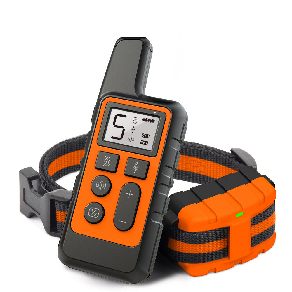 Orange Remote Dog Training Collar with Adjustable Shock and Vibration - Rechargeable, Waterproof, 2 Channels for Small t