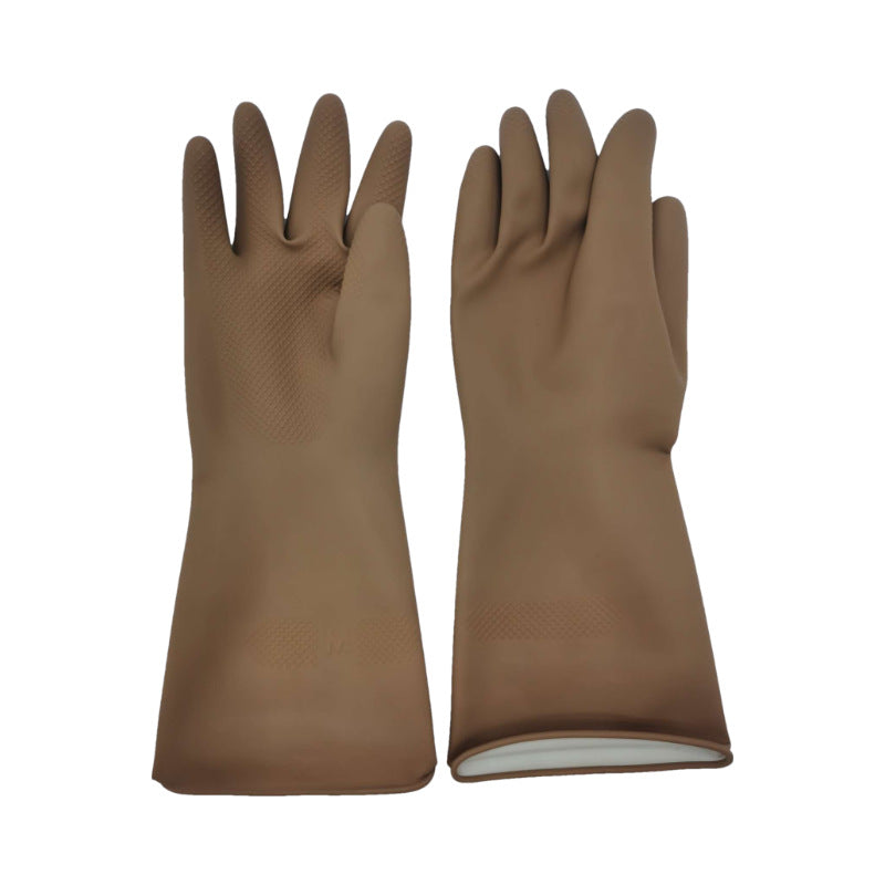 Brown Set of 3 Pairs of Durable Rubber Gloves - Waterproof, Comfortable, Ideal for Household and Cleaning Tasks