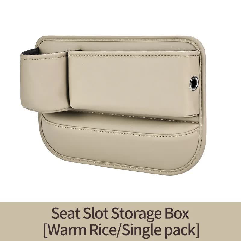 2 PCS Beige-right Car Seat Gap Storage Box - Practical Car Organizer, Gap Filler for Easy Access and Extra Storage