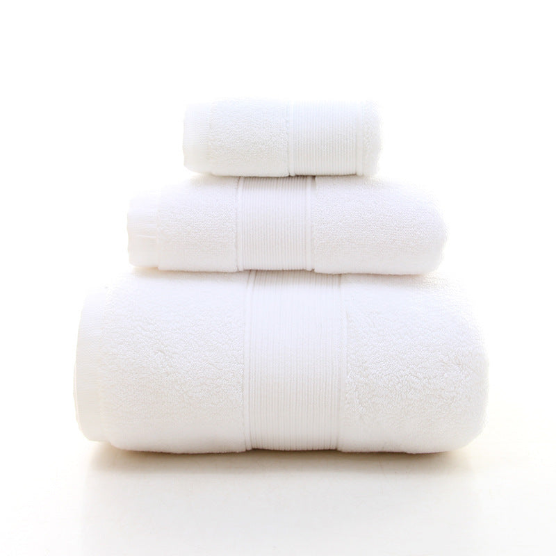 White Luxury 100% Cotton Towel Set â€“ 3-Piece Combed Cotton Bath Towel Set