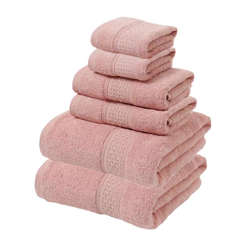 Pink Luxury 6-Piece 100% Cotton Towel Set - 2 Bath Towels, 2 Hand Towels, 2 Face Towels