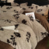 Brown Rose Motifs Luxury Winter Faux Rabbit Fur Bedding Set - 4-Piece Melange Style Plush Set for 1.8m Beds (200x230cm D