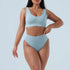 S Blue Seamless High-Waist Ribbed Bra & Panty Set - Wireless Stretchy Underwear