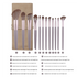 Gray purple 12-Piece Professional Makeup Brush Set with Cosmetic Bag - Premium Synthetic Fiber, Wooden Handle, Aluminum 