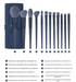 Dark Blue 12-Piece Professional Makeup Brush Set with Cosmetic Bag - Premium Synthetic Fiber, Wooden Handle, Aluminum Tu