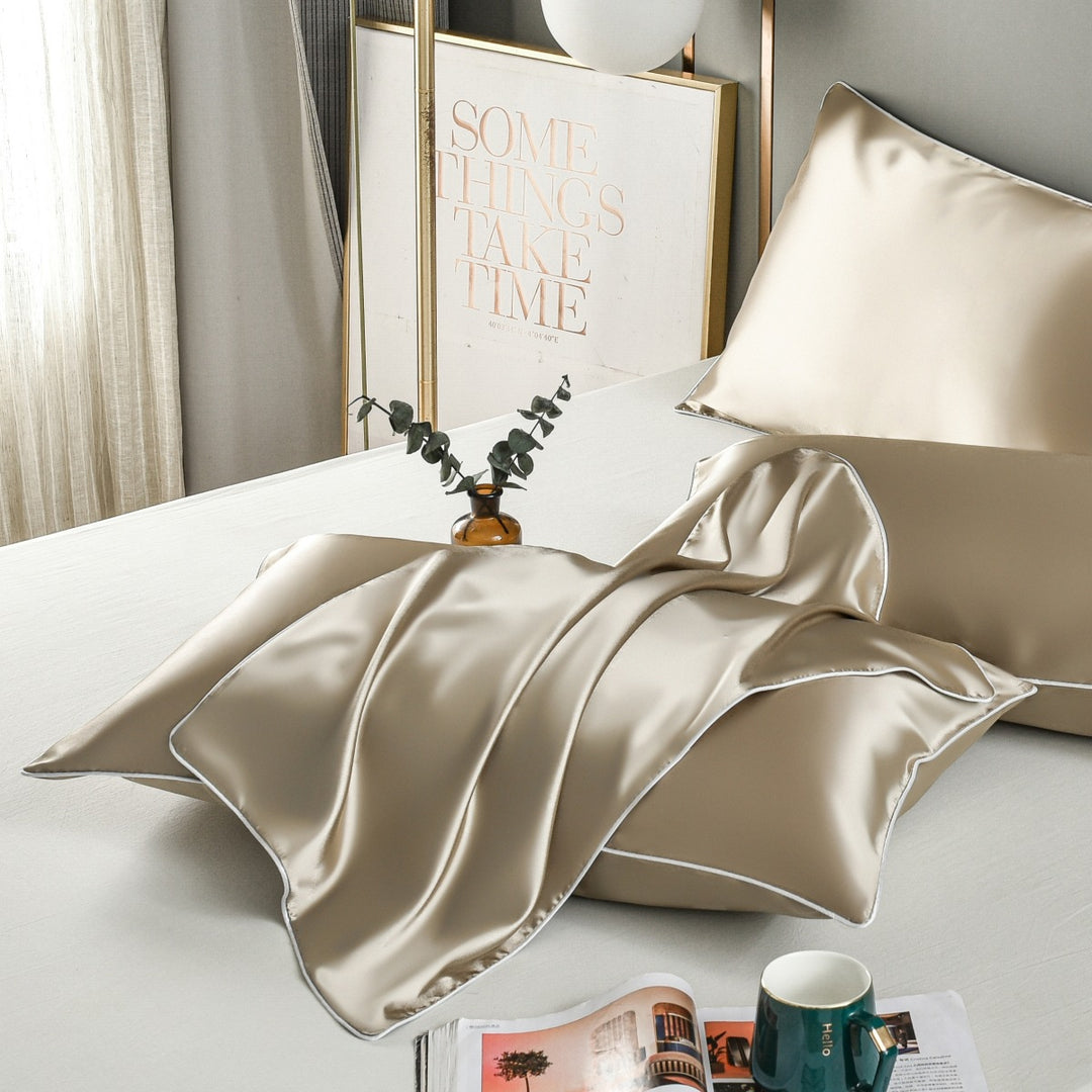Champagne Gold Luxury Double-Sided Satin Silk Pillowcase â€“ Summer Cooling Polyester Pillow Cover Set(Without Pillow Co