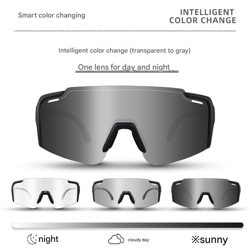 Transparent Color Change Lens Lightweight UV400 Photochromic Cycling Glasses, Anti-Wind Protective Sunglasses for Outdoo