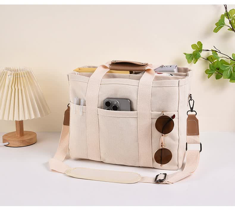 White Large Capacity Multi-Compartment Tote Bag - Stylish and Versatile for Women, Ideal for Organizing Essentials or as