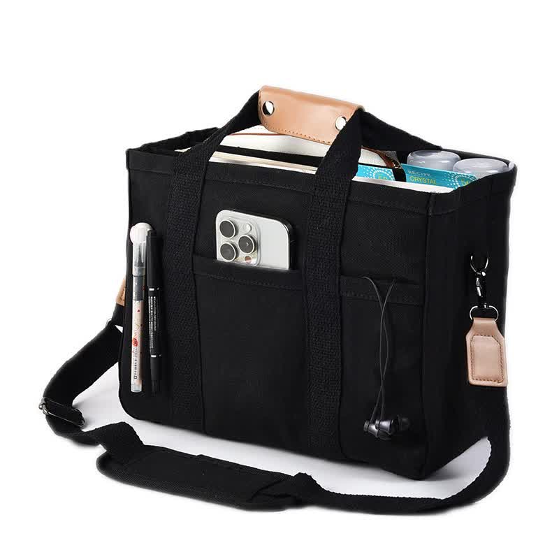 Black Large Capacity Multi-Compartment Tote Bag - Stylish and Versatile for Women, Ideal for Organizing Essentials or as