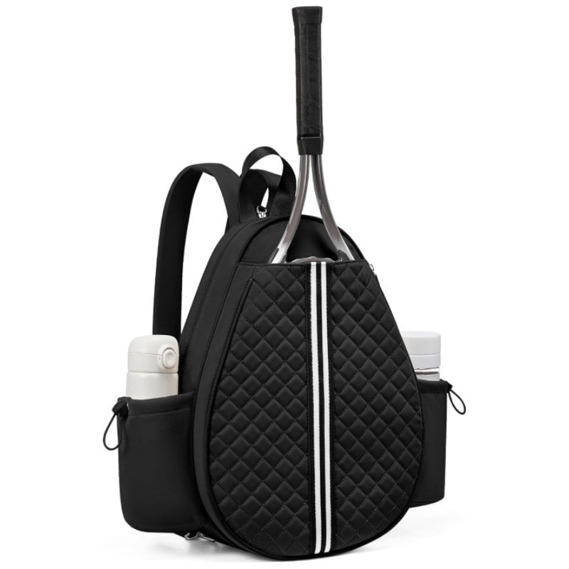 Black Lightweight Waterproof Tennis Racket Backpack - Multifunction Sling and Backpack for Men and Women(The water cup r