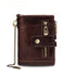 Coffee Genuine Leather Tri-Fold Wallet - Fashionable Multi-Card Men&