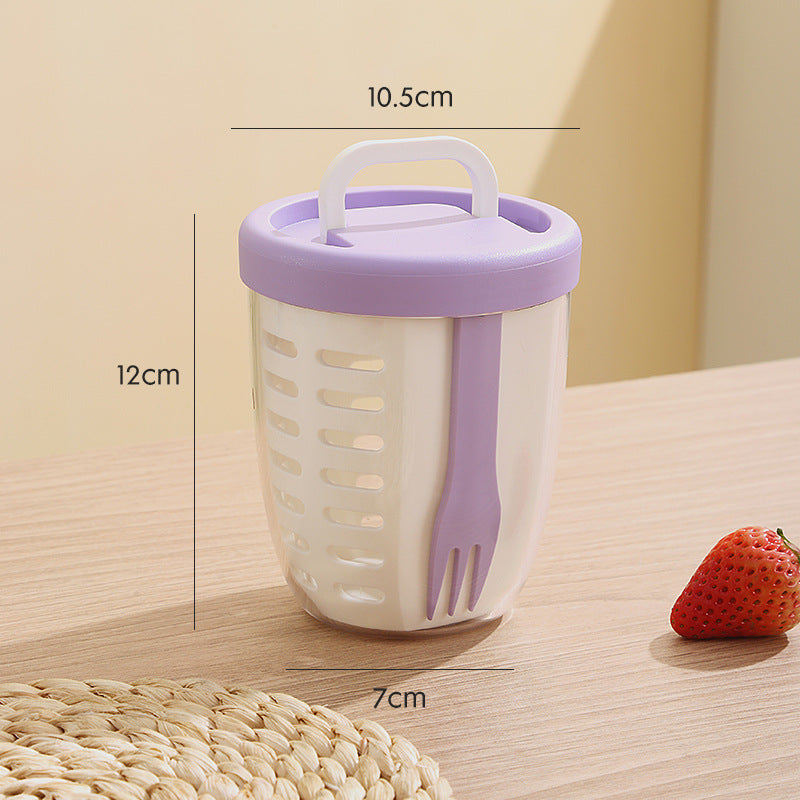 2 Pcs Purple Portable Leakproof Fruit and Salad Storage Box with Draining Function, Sealed Fresh-Keeping Bento Lunch Box