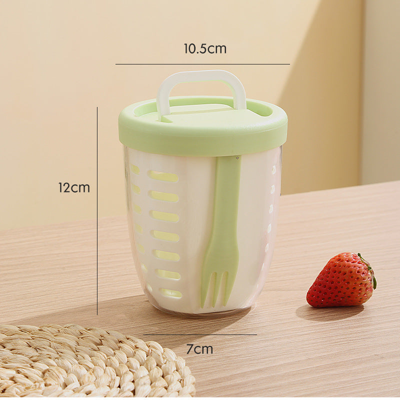2 Pcs Green Portable Leakproof Fruit and Salad Storage Box with Draining Function, Sealed Fresh-Keeping Bento Lunch Box 