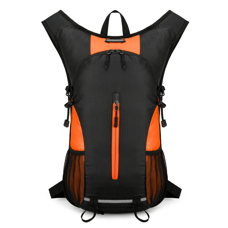 Black and Orange Patchwork Style Lightweight Outdoor Cycling Backpack - Durable and Water-Resistant Oxford Fabric, Large