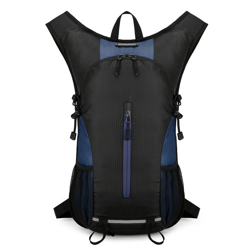 Black and Dark Blue Patchwork Style Lightweight Outdoor Cycling Backpack - Durable and Water-Resistant Oxford Fabric, La