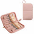 Pink Portable Shell Makeup Brush Storage Bag - Multi-Functional PU Cosmetic Organizer with Button Closure, Convertible t