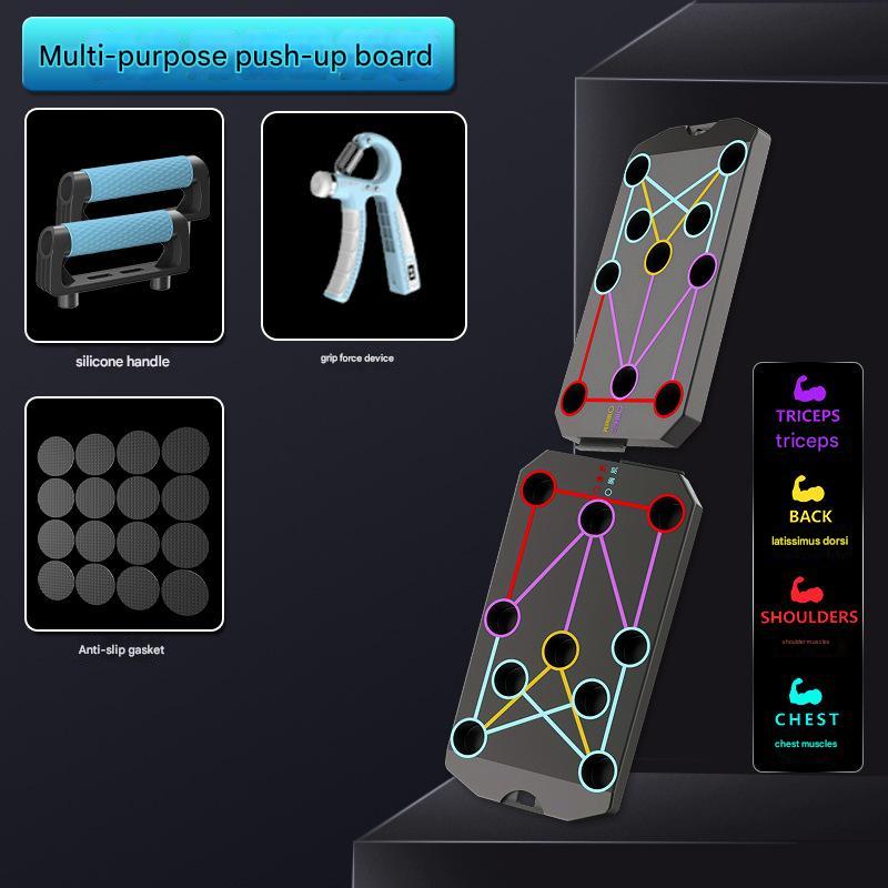 Black Multi-Function Push-Up Board 3-Piece Set with Upgraded Handles, Non-Slip Mat, and Hand Grip for Home Gym and Fitne