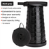 Black Portable Outdoor Telescopic Folding Stool with 100 Weight-Bearing Buckles, Lightweight and Compact Design, Perfect