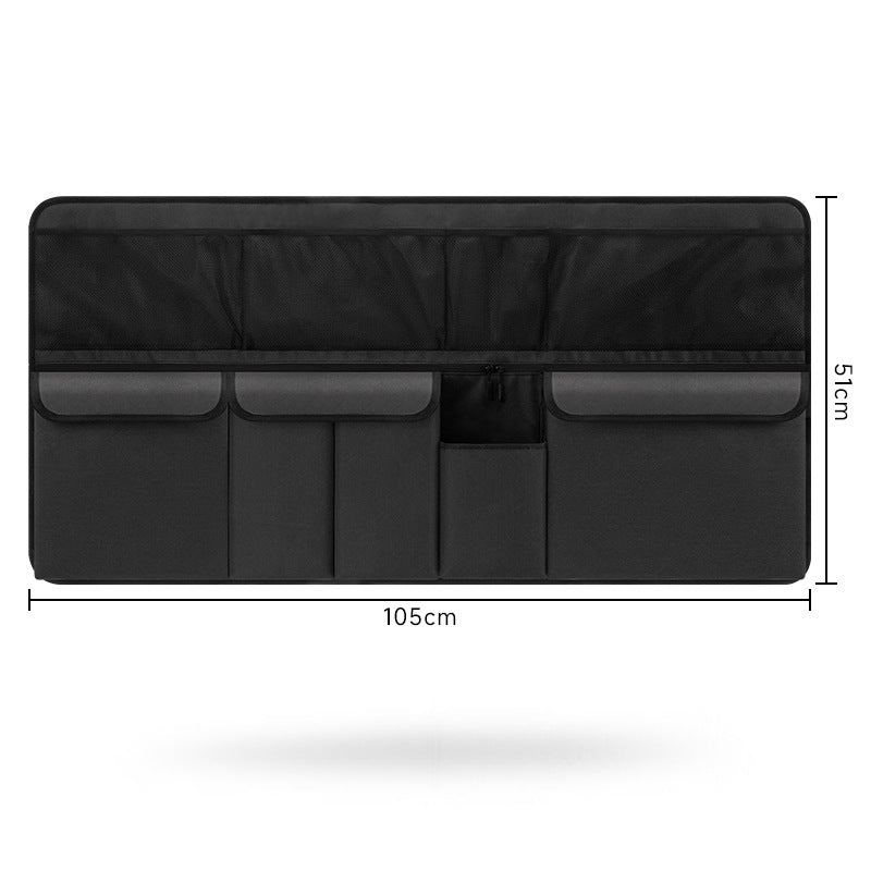 Black Car Trunk Storage Bag - Large Capacity Oxford Cloth Multi-Purpose Hanging Organizer with Mesh Pockets and Backseat