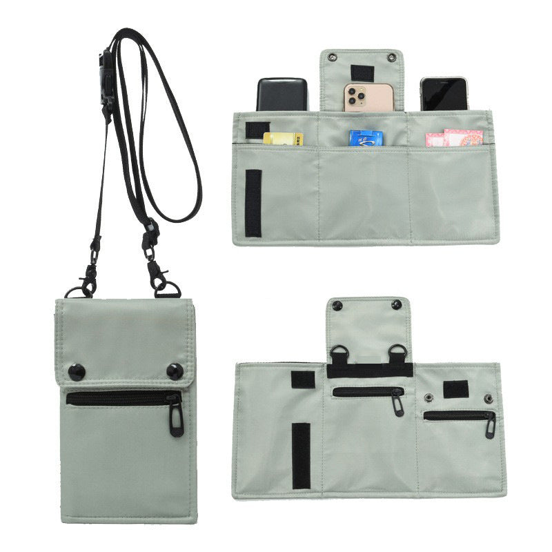 Grey Water-Resistant Nylon Crossbody Phone Bag â€“ Compact Travel Wallet & Card Holder for Men and Women(Mobile phones a