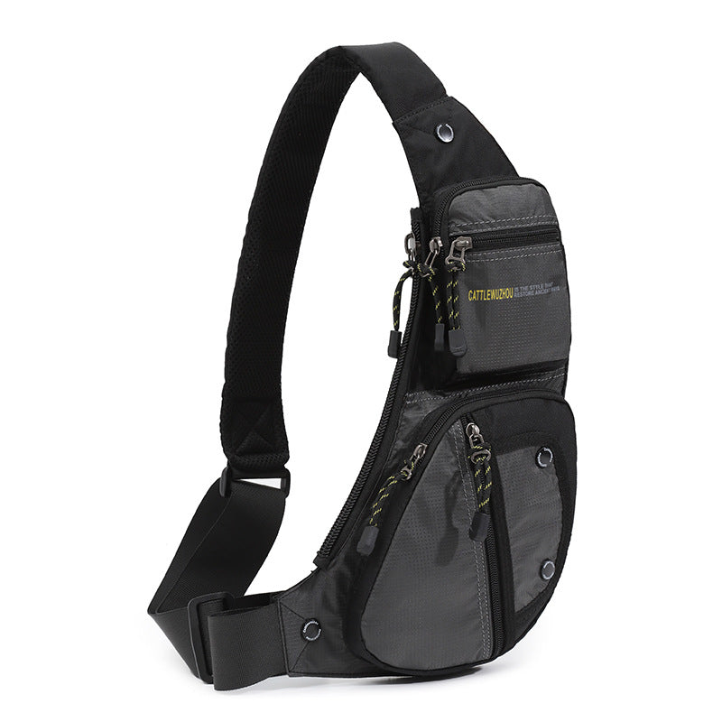 Black Men's Vintage Chest Bag â€“ Multi-functional Waterproof Crossbody Sling Bag for Outdoor Sports