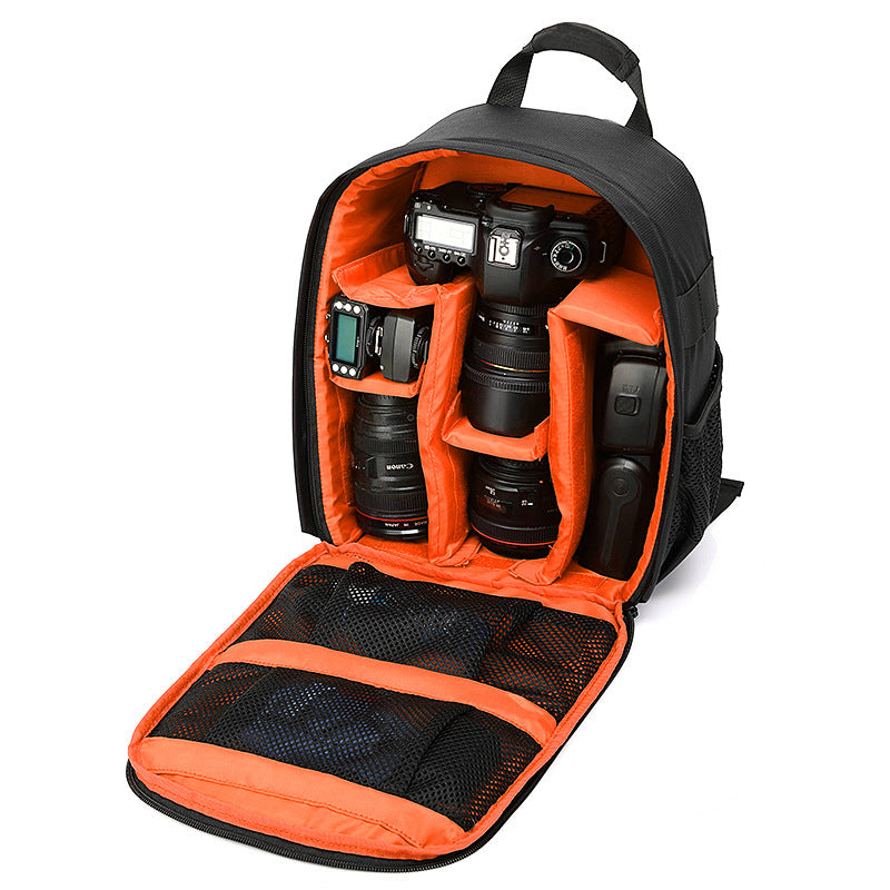 Orange Lining Water-Resistant DSLR Camera Backpack with Tripod Holder, Lightweight and Spacious Photography Bag for Outd