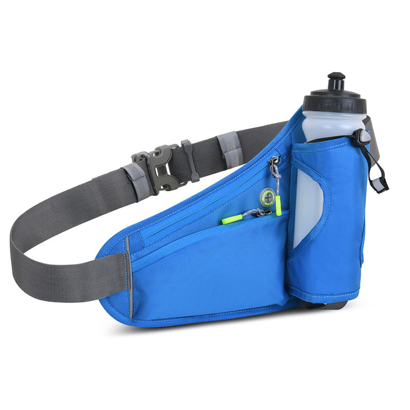 Blue Hydration Running Waist Pack - Waterproof Lightweight Sports Belt with Bottle Holder(Water bottles are filming prop