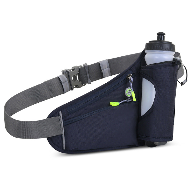 Dark Blue Hydration Running Waist Pack - Waterproof Lightweight Sports Belt with Bottle Holder(Water bottles are filming