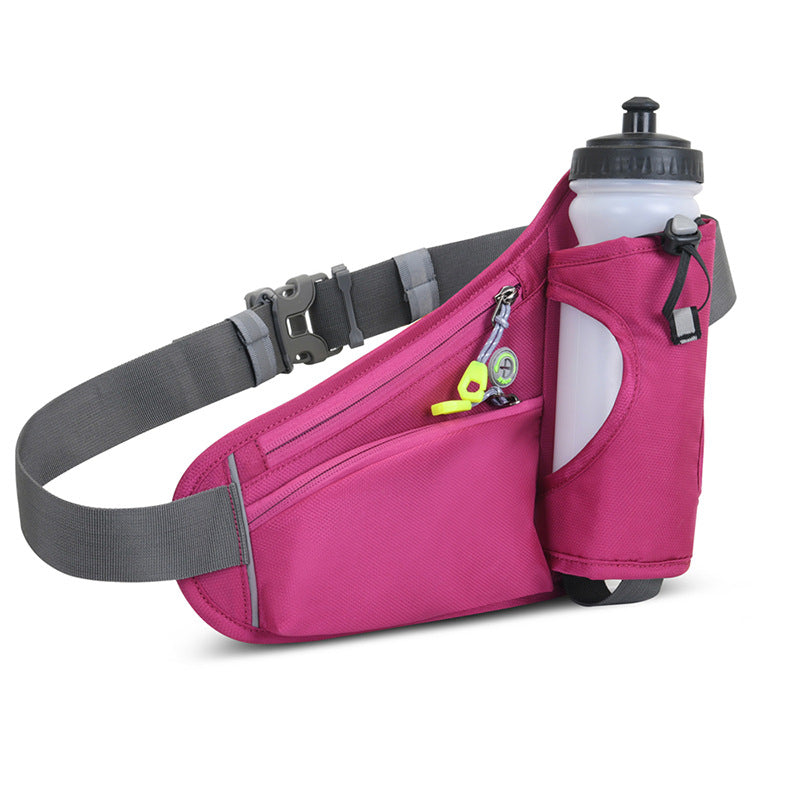 Rose Red Hydration Running Waist Pack - Waterproof Lightweight Sports Belt with Bottle Holder(Water bottles are filming 