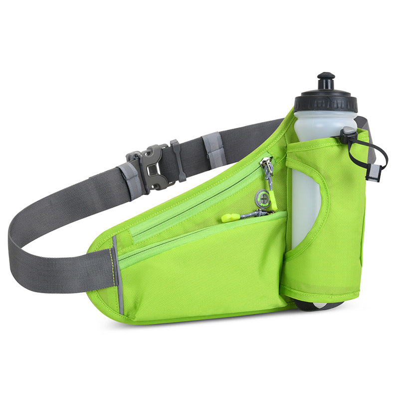 Bright Green Hydration Running Waist Pack - Waterproof Lightweight Sports Belt with Bottle Holder(Water bottles are film