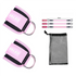 Pink Set (2 Ankle Straps + 3 elastic ropes + 1 mesh bag) Adjustable Ankle Straps for Leg and Glute Training - EVA Padded