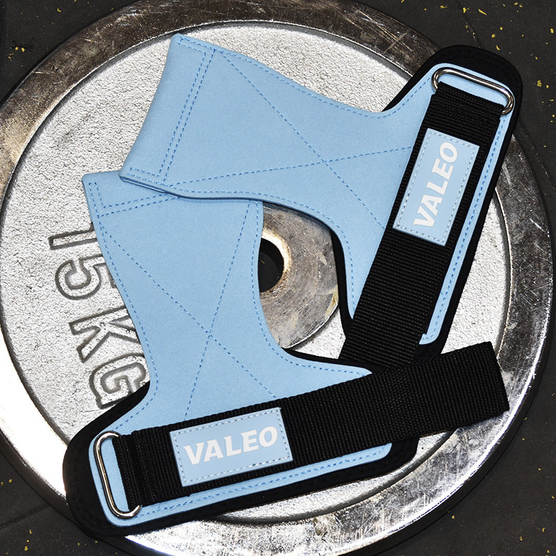 1 Pair Blue Durable Gym Palm Guard with Ultra-fiber Leather for Heavy Lifting - Wrist Support Straps for Pull-ups and De