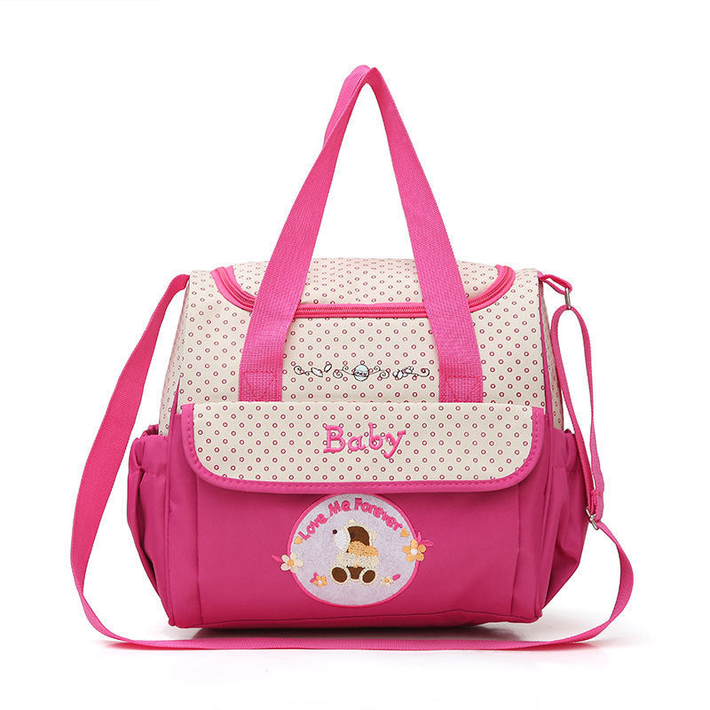 Small Pink Fashionable Large-Capacity Cartoon Bear Shoulder Crossbody Mommy Bag â€“ Stylish and Functional Diaper Bag