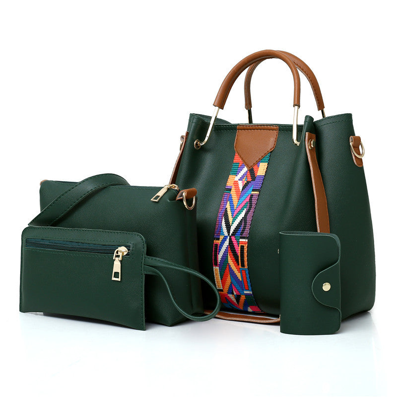 Dark Green Elegant 4-Piece Women's Handbag Set - Stylish PU Leather Tote, Shoulder Bag, Clutch, and Wallet for Every Occ