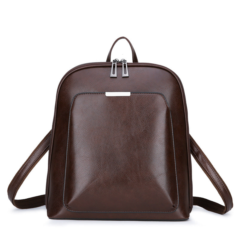 Brown Stylish Women's PU Leather Backpack - Spacious, Anti-Theft, Multi-Pocket Travel Bag for School or Work
