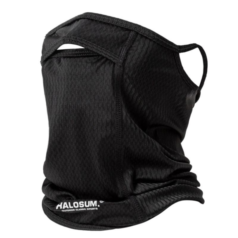 2 Pcs Black UV Protection Breathable Cycling Face Mask with Ear Hooks â€“ Summer Ice Silk Neck Gaiter for Men and Women