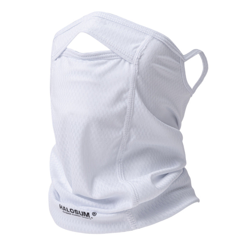 2 Pcs White UV Protection Breathable Cycling Face Mask with Ear Hooks - Summer Ice Silk Neck Gaiter for Men and Women