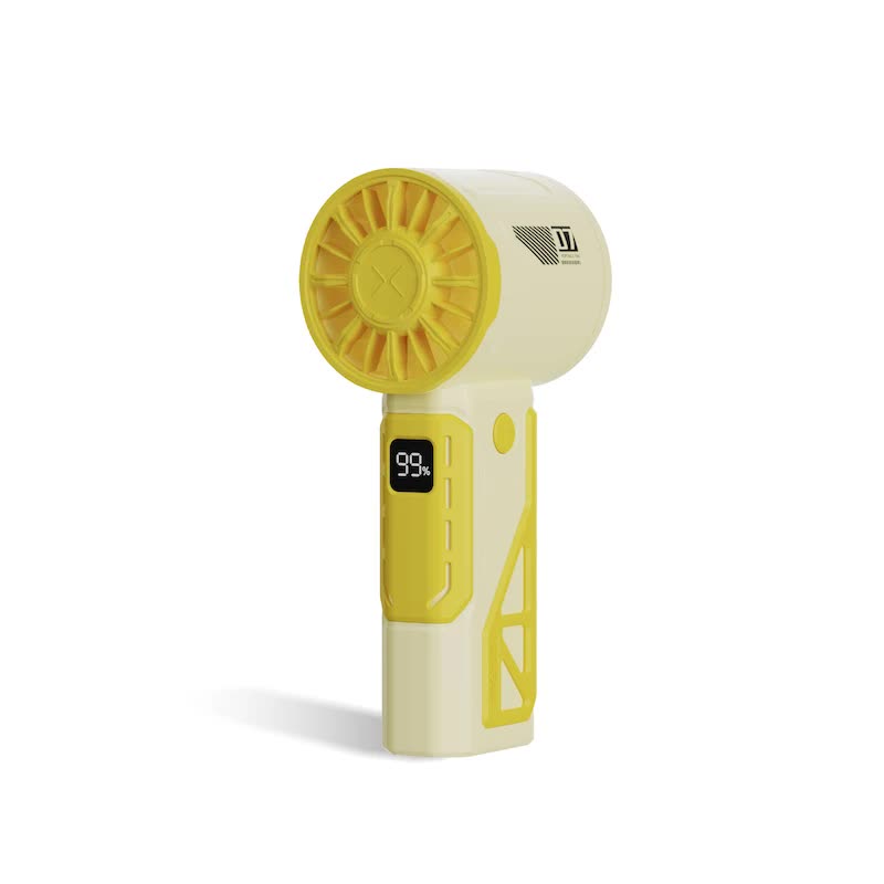 Yellow 100-Speed Mecha Handheld Fan | USB Rechargeable High-Speed Mini Fan | Powerful & Silent | Lightweight 150g with 6