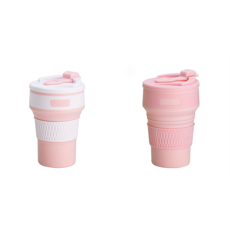 2 Pcs Pink Collapsible Silicone Coffee Cup â€“ Portable, Food-Grade, Microwave & Freezer Safe Travel Mug(Combination pac