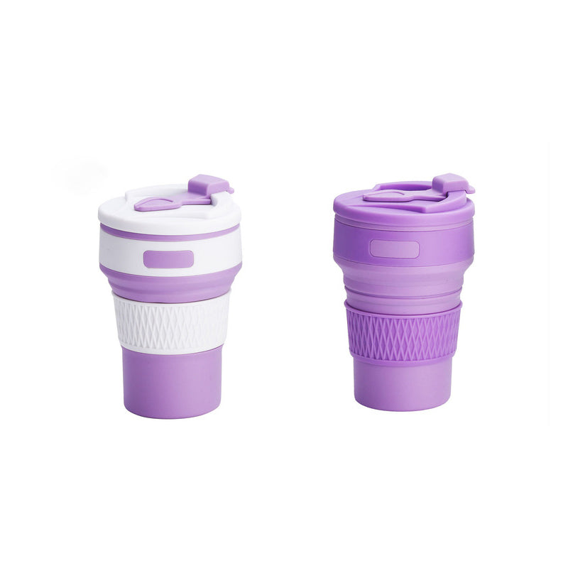 2 Pcs Purple Collapsible Silicone Coffee Cup - Portable, Food-Grade, Microwave & Freezer Safe Travel Mug(Combination pac