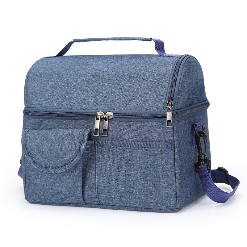 Dark Blue Large Insulated Breast Milk Storage Bag, Dual Layer with Aluminum Foil Lining, Waterproof Oxford Fabric, Porta