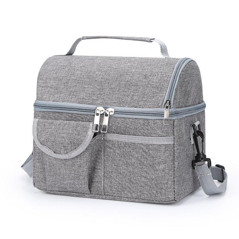 Grey Large Insulated Breast Milk Storage Bag, Dual Layer with Aluminum Foil Lining, Waterproof Oxford Fabric, Portable H