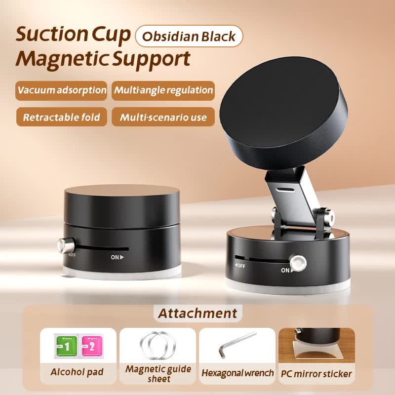 Black Magnetic Phone Mount for Cars and Home, 360Â° Rotating Magnetic Stand with PC Mirror Sticker