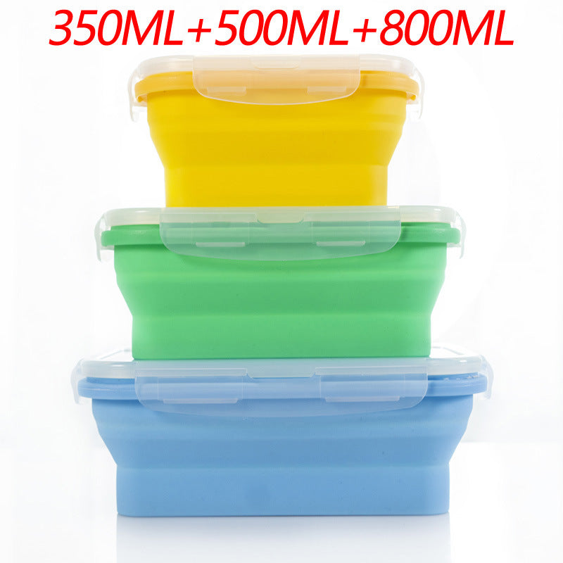 3-piece Set (Yellow + Green + Blue) Collapsible Silicone Food Storage Containers Set â€“ 350ML, 500ML, 800ML | BPA-Free,