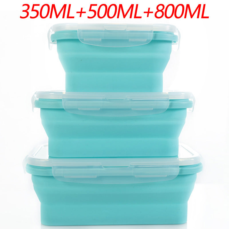 3-piece Set Blue Collapsible Silicone Food Storage Containers Set - 350ML, 500ML, 800ML | BPA-Free, Microwave, Dishwashe