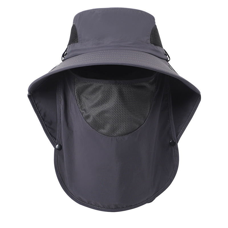 Dark Grey Outdoor Sun Hat with Face & Neck Protection, Quick-Dry, Breathable UV Protection Cap for Men and Women - Adjus