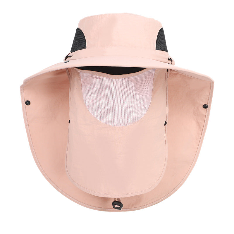 Pink Outdoor Sun Hat with Face & Neck Protection, Quick-Dry, Breathable UV Protection Cap for Men and Women - Adjustable